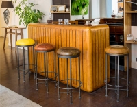 Vintage leather bar stool light brown