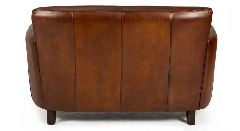 Canapé club cuir 2 places marron vintage
