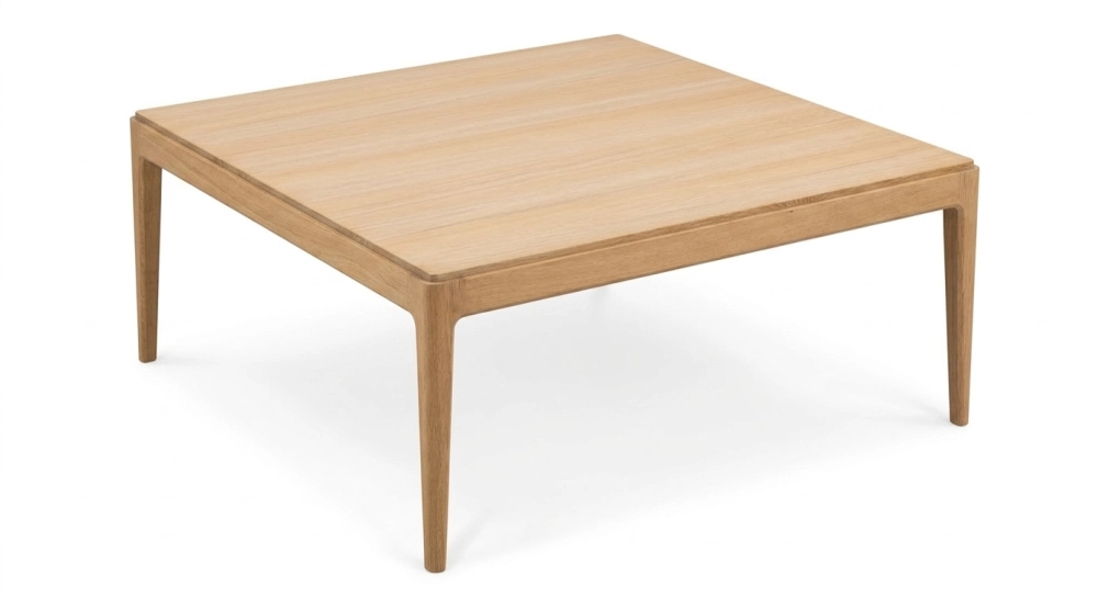 Table basse carré en chêne brut 100x100 cm
