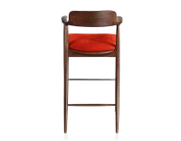 Bar stool h80 cm wood stained dark brown seat burnt orange fabric