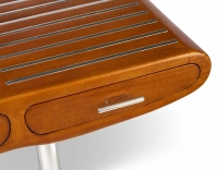 Bureau art déco 3 tiroirs métal et bois teinte merisier