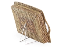 Plat pyrex rectangulaire avec support en fleur de rotin