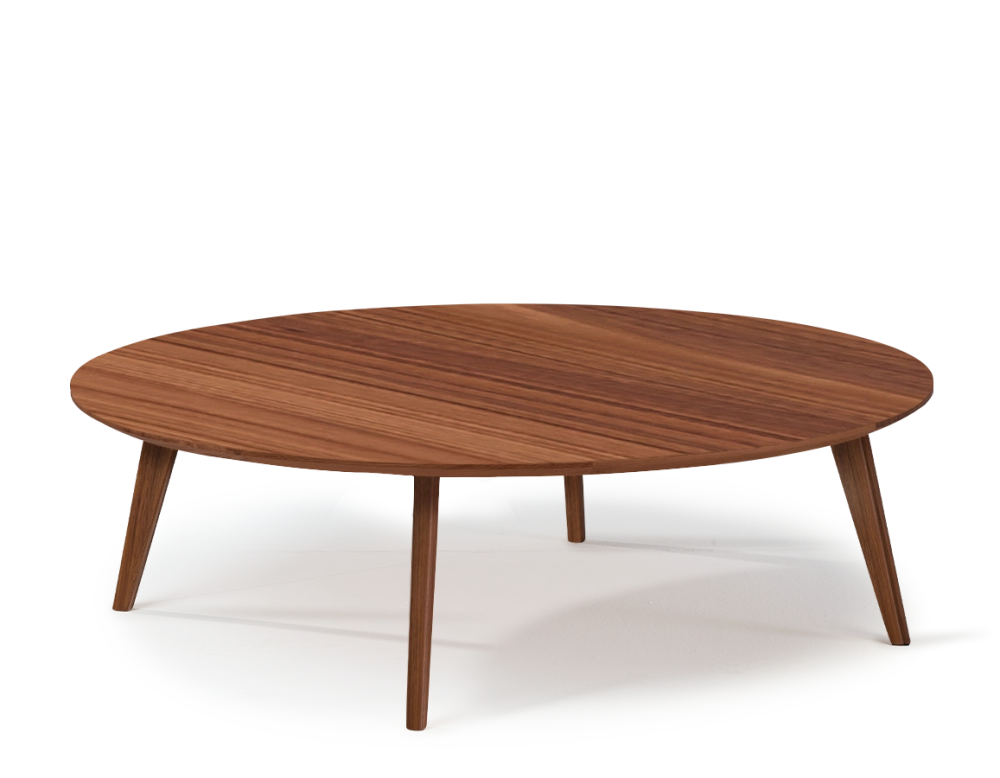 Table basse ronde en noyer plateau bois F1 teinte naturelle 120x120x40 cm