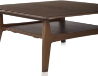 Mesa de centro cuadrada de roble teinte marron foncé 100x100 cm 100x100 cm