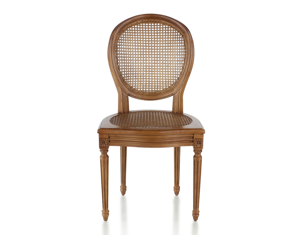 Chaise ancienne style Louis XVI bois teinte ancienne assise et dossier cannés
