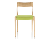 Scandinavian chair natural stained wood, apple green fabric seat