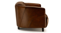 Canapé club cuir 2 places marron vintage