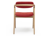 Silla escandinava madera tinte natural asiento tejido naranja quemado