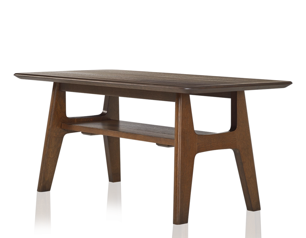 Table basse rectangulaire en chêne teinte marron foncé 100x50 cm 100x50 cm