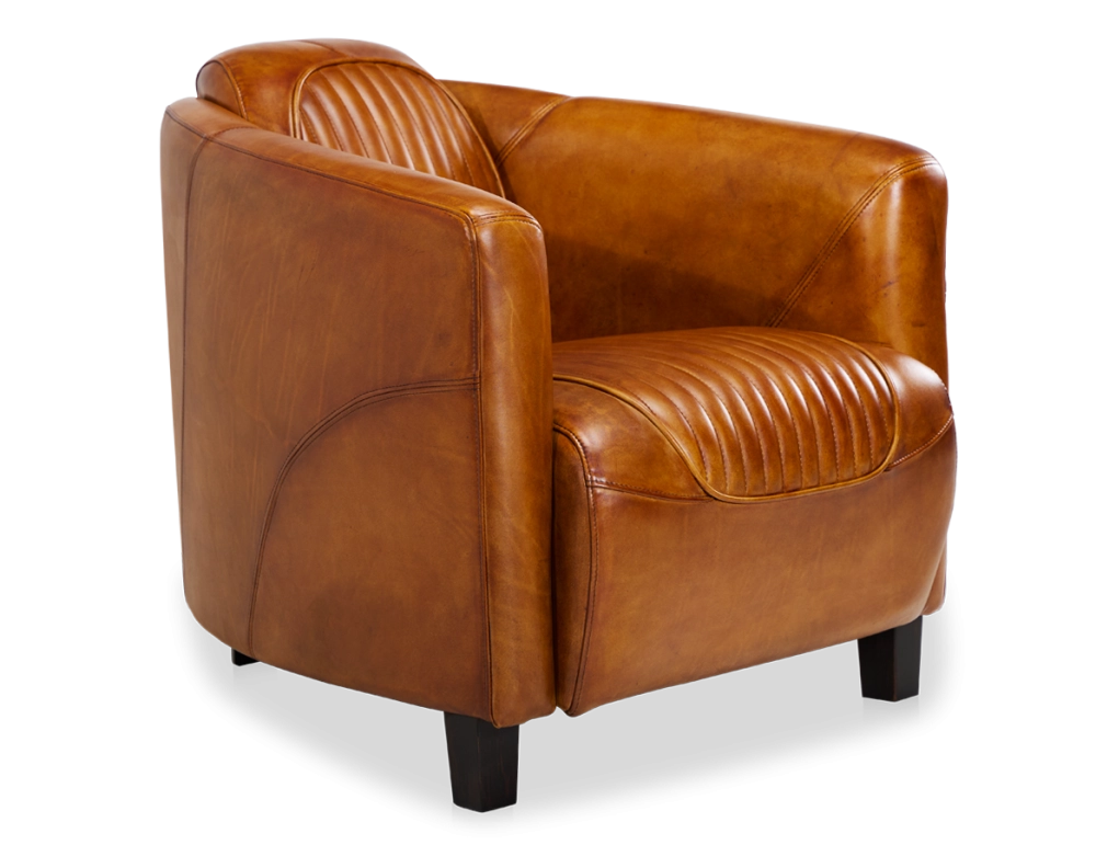 Fauteuil club cuir cognac