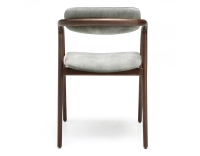 Chaise scandinave bois teinte marron foncé assise tissu velours gris bleu