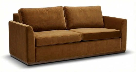 Canapé convertible 3 places tissu velours bronze
