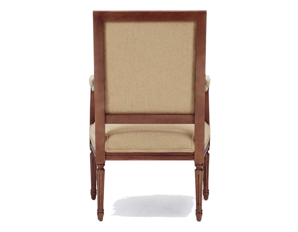 Fauteuil ancien style Louis XVI bois teinte ancienne et tissu crème