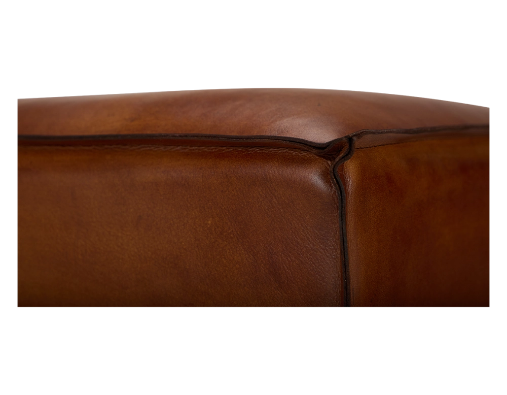 Pouf cuir marron clair