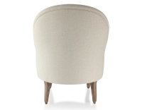 Fauteuil crapaud avec accoudoirs pieds bois teinte noyer et tissu chevron beige