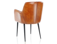 Silla vintage con reposabrazos de piel marrón claro