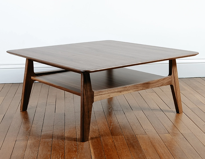 Mesa de centro cuadrada de nogal teinte naturelle 100x100 cm 100x100 cm