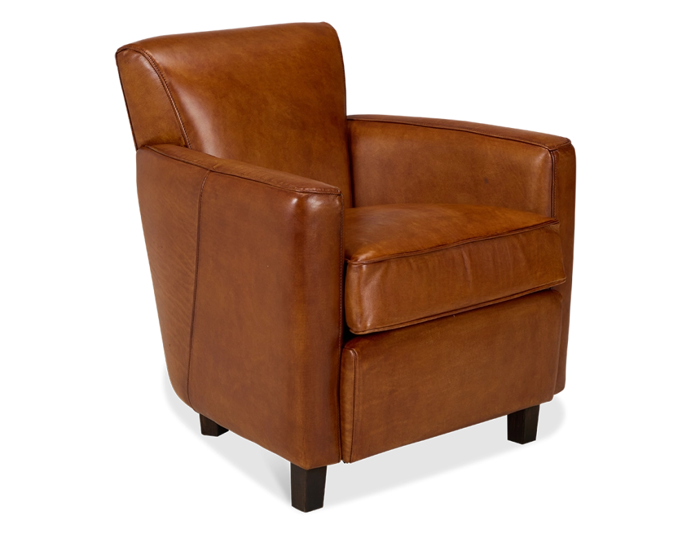 Leather club armchair light brown