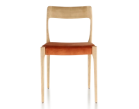 Chaise scandinave bois teinte naturelle assise tissu velours terracotta