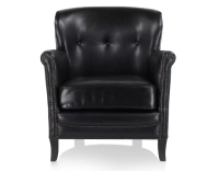 Sillón club de piel negro reposabrazos con tachuelas