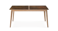 Table salle à manger en chêne et céramique 8 personnes avec bois teinte naturelle et plateau céramique brun oxydé 210x100 cm