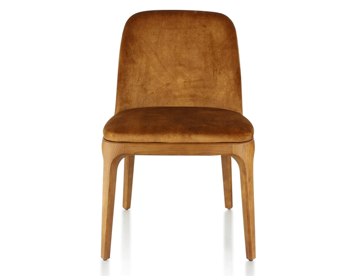 Designer chair Cherry-stained wood and bronze velvet fabric