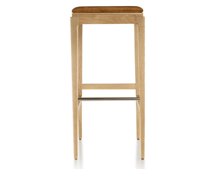Tabouret de bar design H80 cm bois teinte naturelle assise tissu velours bronze