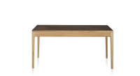 Table salle à manger en chêne et céramique 8 personnes avec bois teinte naturelle et plateau céramique brun oxydé 210x100 cm