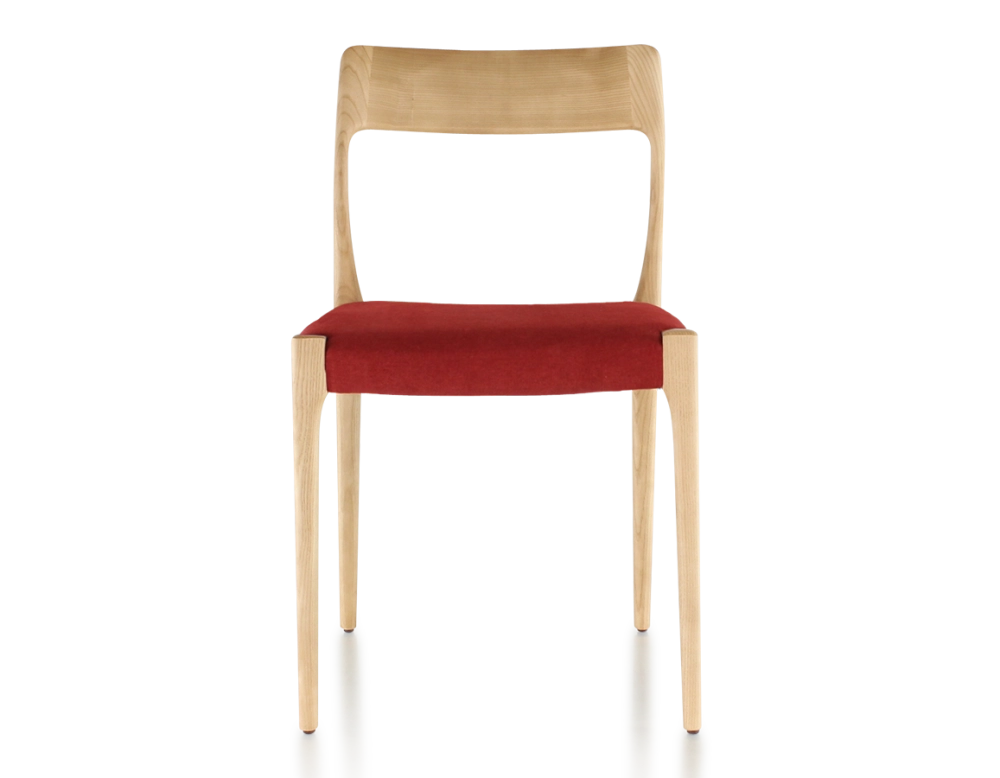 Chaise scandinave bois teinte naturelle assise tissu bordeaux