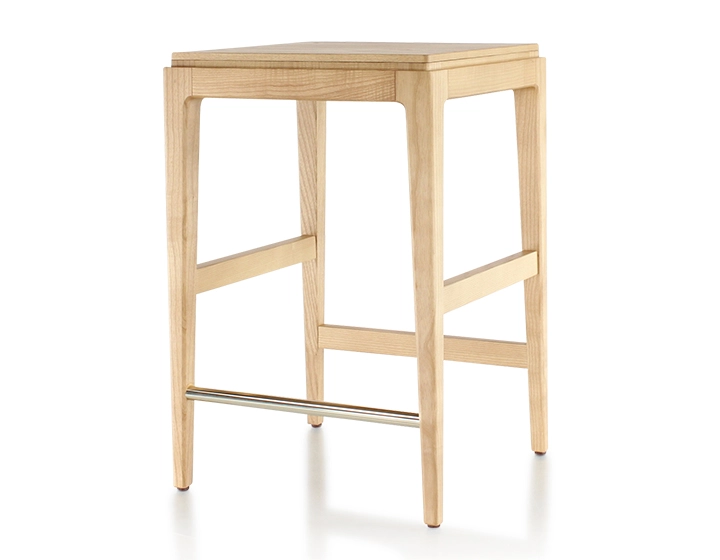 H60 cm designer bar stool natural wood stain wooden seat