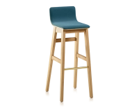 Taburete de bar de roble H80 cm madera tinte natural asiento tejido azul océano