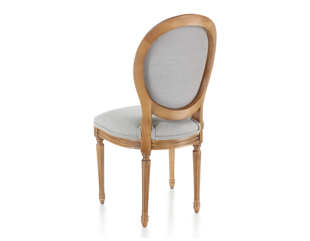 Chaise ancienne style Louis XVI bois teinte ancienne et tissu gris clair