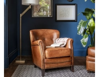 Leather club armchair light brown