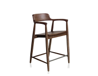 Tabouret de bar H60 cm bois teinte marron foncé