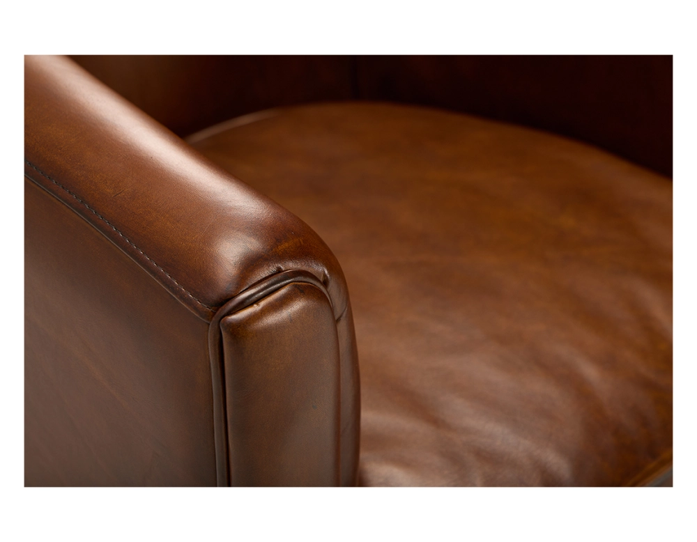 Leather club armchair vintage brown