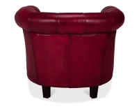 Sillón Chesterfield de piel rojo carmín reposabrazos con tachuelas