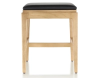 Tabouret design H45 cm bois teinte naturelle assise cuir ébène