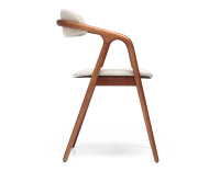 Silla escandinava madera tinte cerezo asiento tejido beige natural