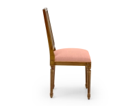Louis XVI style antique chair cane back chair with coral pink fabric seat