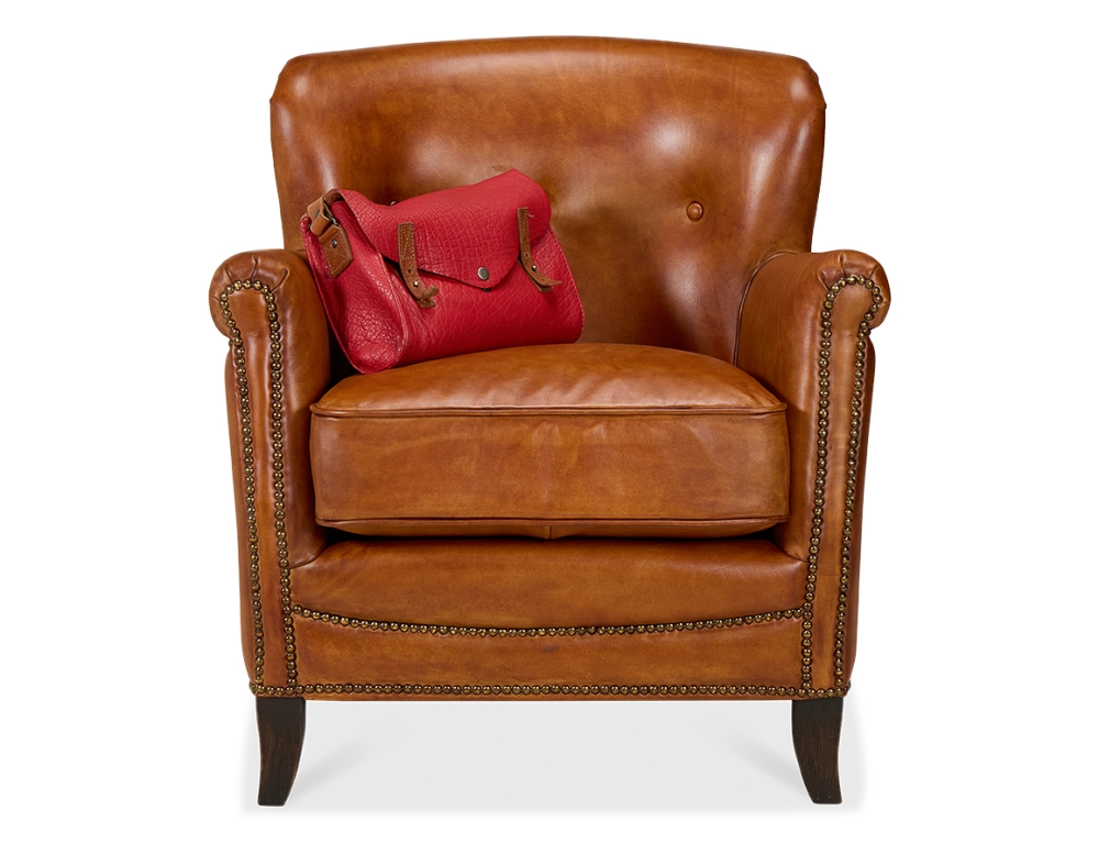 Leather club armchair light brown