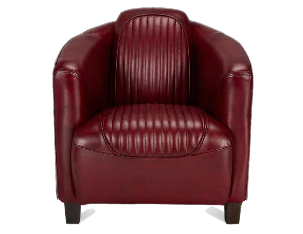 Fauteuil club cuir rouge carmin