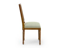 Louis XVI style antique chair cane back chair with sage green fabric seat