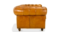 Canapé Chesterfield cuir 2 places cognac accoudoirs cloutés