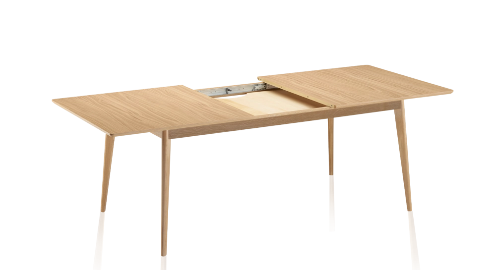 Table extensible en chêne 8 à 12 personnes avec plateau et allonges bois teinte naturelle 180x100 cm