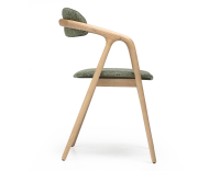 Chaise scandinave bois teinte naturelle assise tissu chiné vert