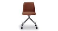 Chaise de bureau avec roulettes assise cuir camel