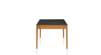 Extendable table for 8 to 12 people in oak and ceramic with wooden extensions with cherry-tinted wood and slate-effect ceramic top 160x100 cm