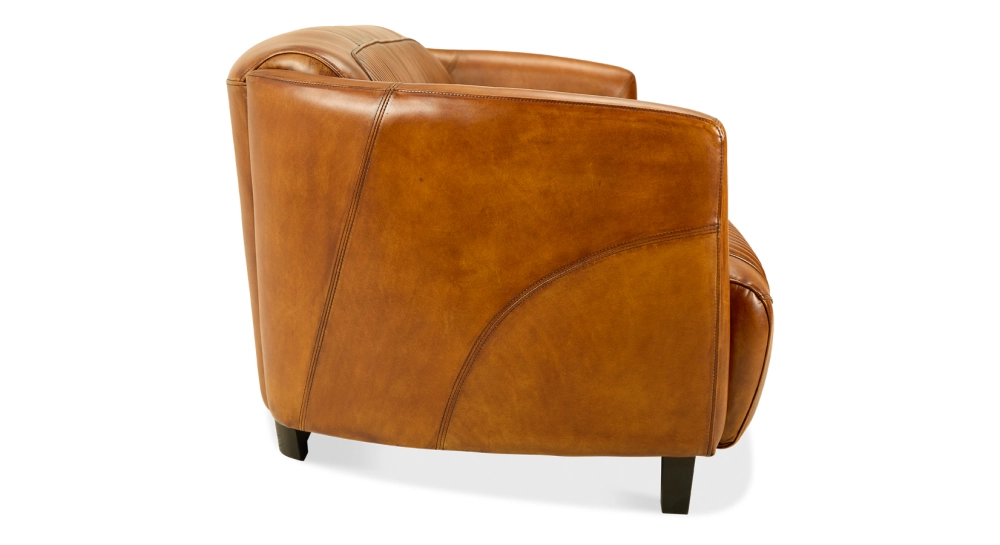 3 seater leather club sofa cognac