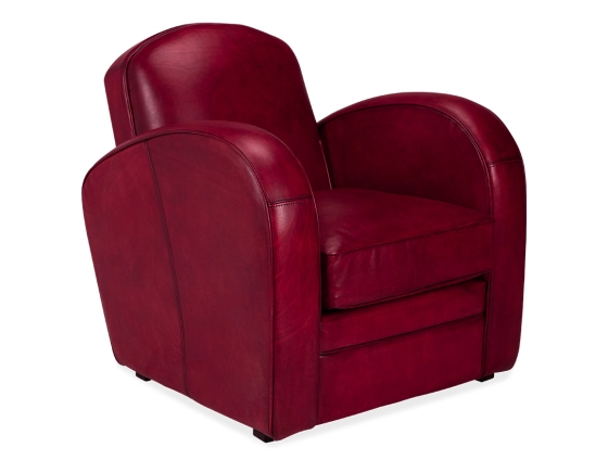 Sillón club de piel rojo carmín