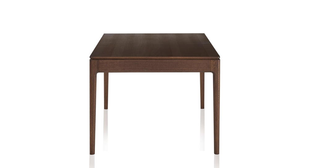 Table salle à manger 8 personnes en chêne teinte marron foncé plateau bois 180x100 cm